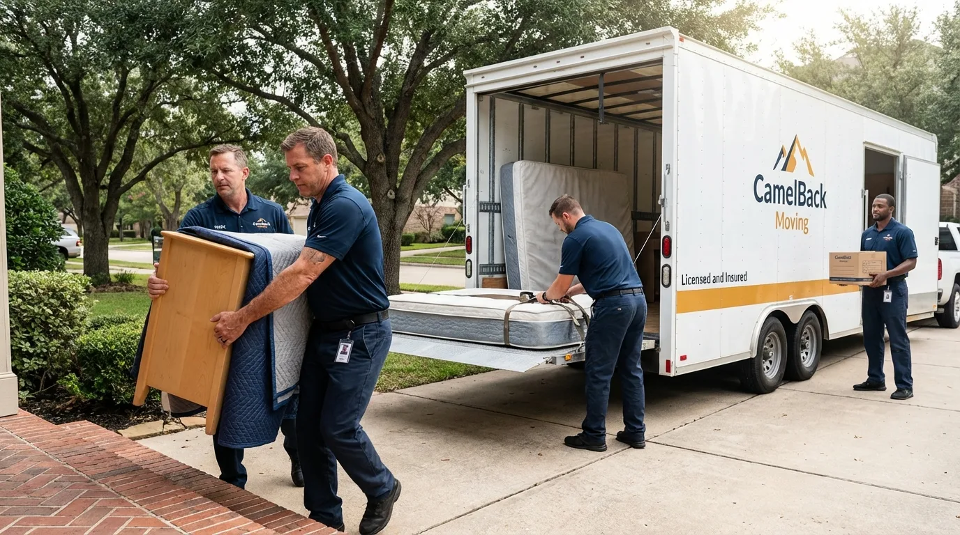 Crew loading residential truck for cross-state move from Allendale, NJ