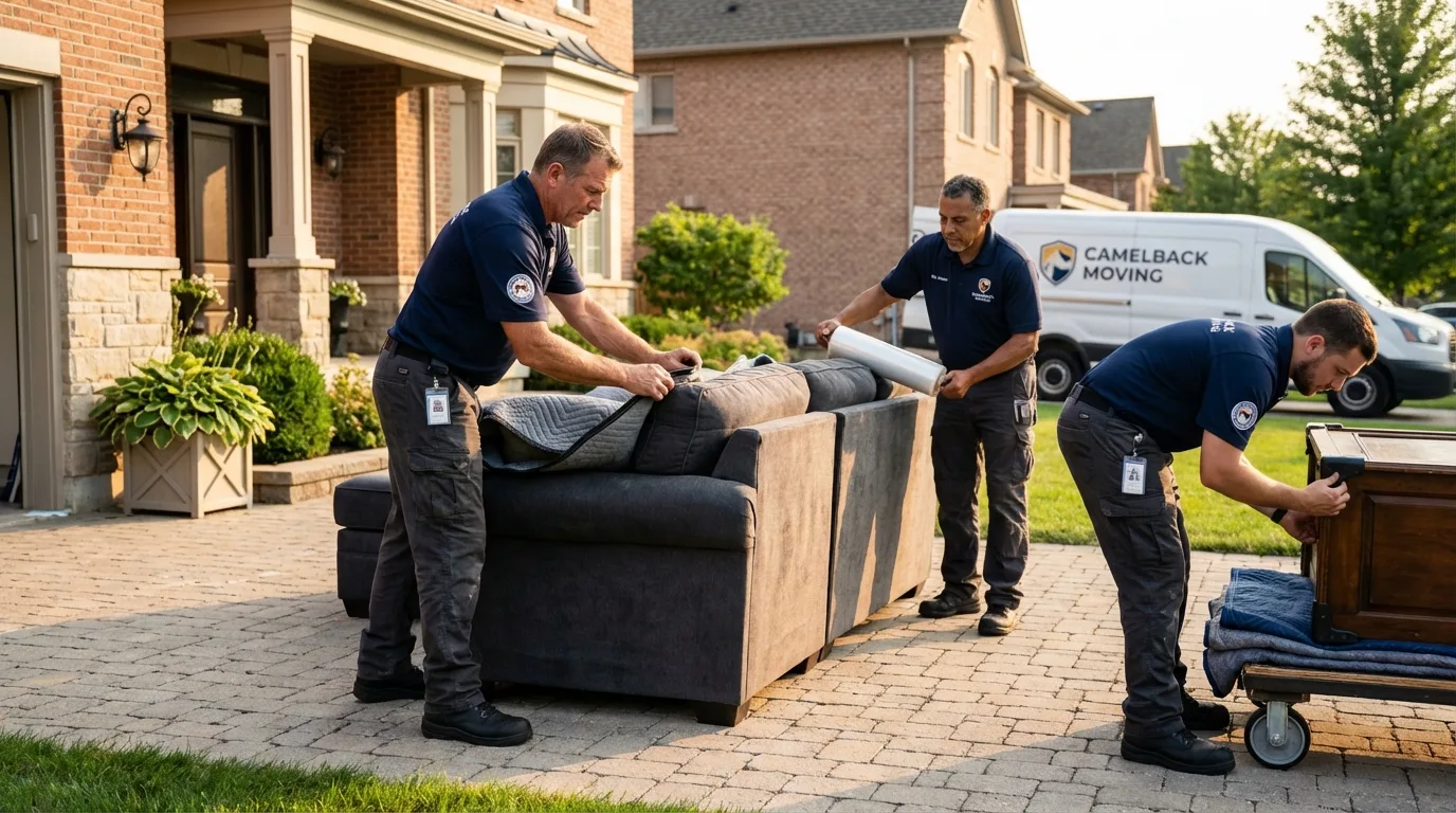 Large estate moving crew wrapping furniture in Allendale, NJ
