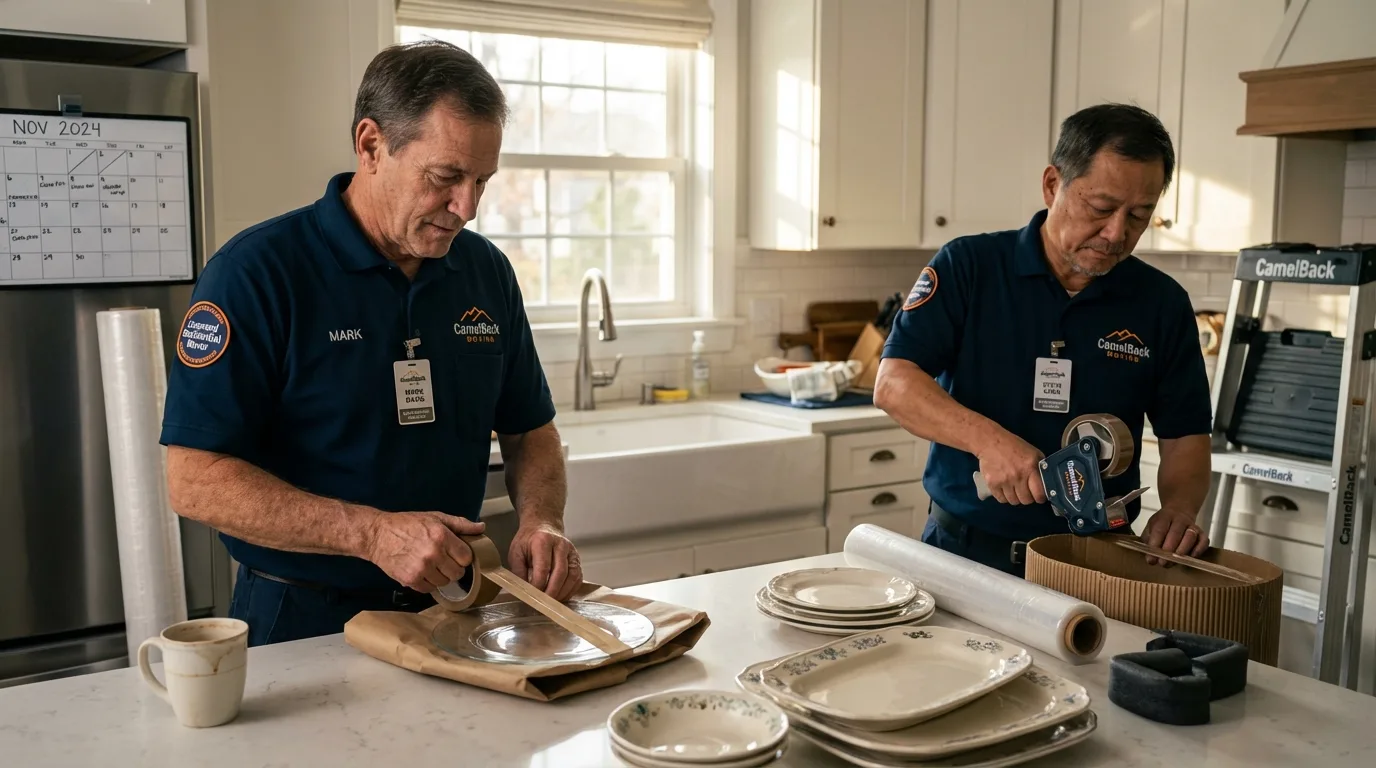 Professional crew packing kitchen dishware in Allendale, NJ